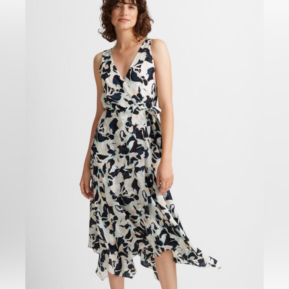 ✨Club Monaco Faux Wrap 100% Silk Tank Dress